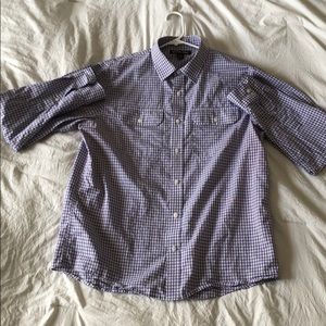 🟩Gray and purple plaid Micheal kors dress shirt